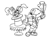 A coloring page of woody woodpecker